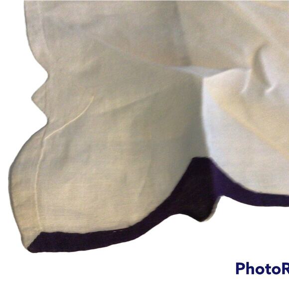 Vtg Scalloped Edge Handkerchief Applique Power Dress Pocket Square Purple White - Picture 4 of 7